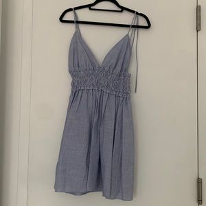 Zara striped mini dress in blue and white, tie straps, NWT, size S